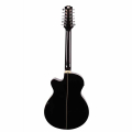 ASHTON SL29/12CEQ TSB 12 String Aoustic Electric Guitar, Black Finish, back view