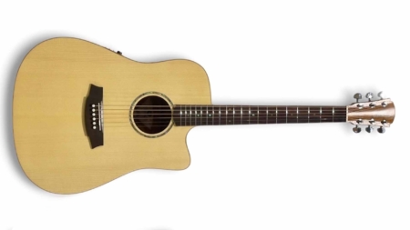 Cole Clark SFL1EC-SMAH Studio Series Fat Lady Dreadnought cutaway with pickup. Spruce/Mahogany
